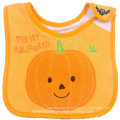Custom Made Soft Cotton Halloween Cartoon Pumpkin Embroidered Baby Bib